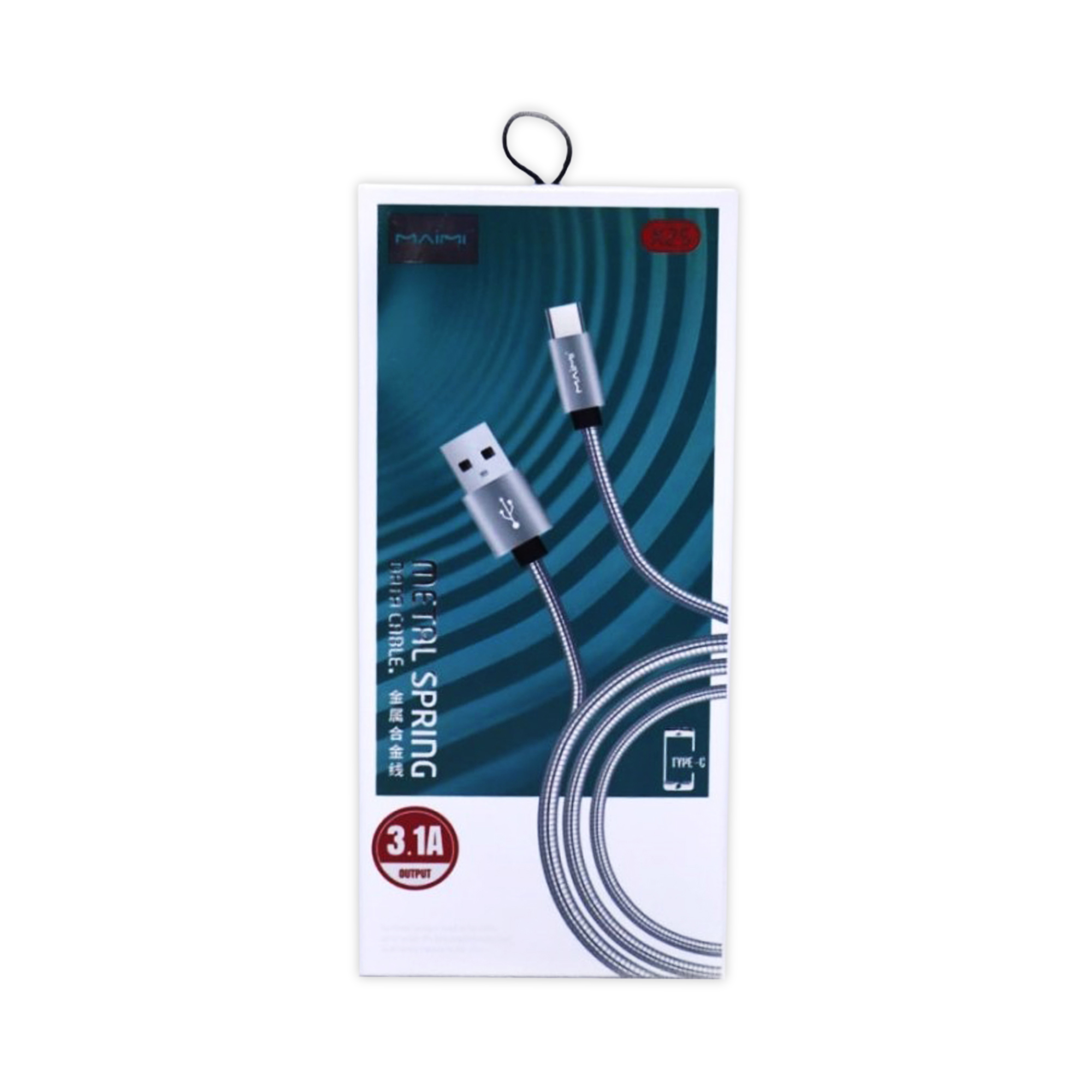 KABEL DATA MAIMI X25-TYPE-C-1M-GOLD/SILVER- 3.1A CHARGING SPEED -METAL ZINC ALLOY COVER + METAL SPRING ORIGINAL